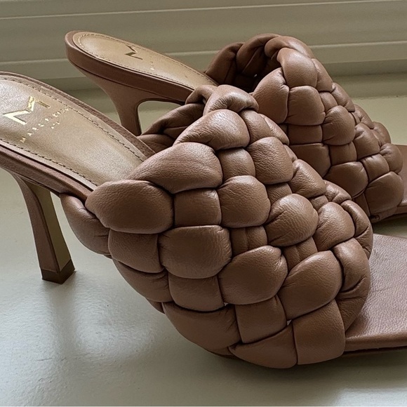 NEW MARC FISHER Dakini Square Toe Leather Slide/Sandal, Tan Size 5.5 - Picture 5 of 8